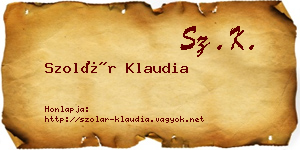 Szolár Klaudia névjegykártya